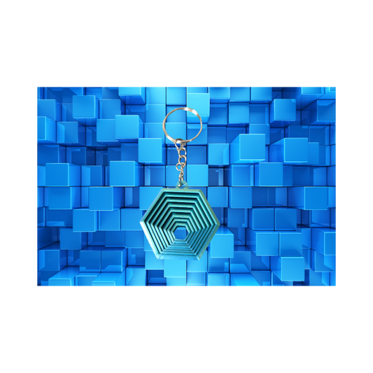 Hexagon sleutelhanger - Blauw metallic 🤩