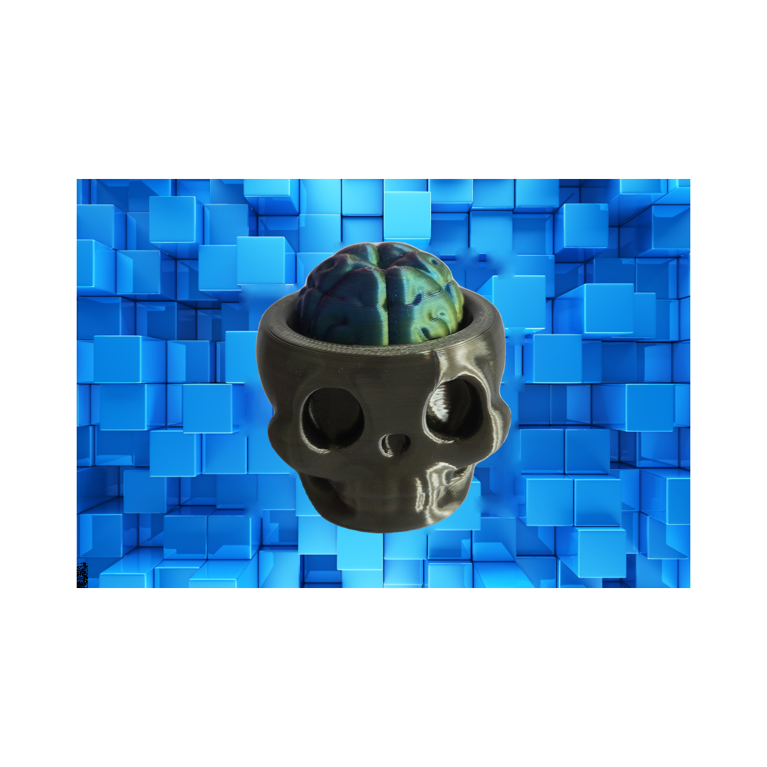 Skull met metallic regenboog brein clicker